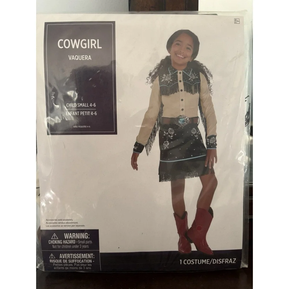 Cowgirl Costume Rodeo Western Costume Cosplay Child Size Girls Small 4-6 NEW